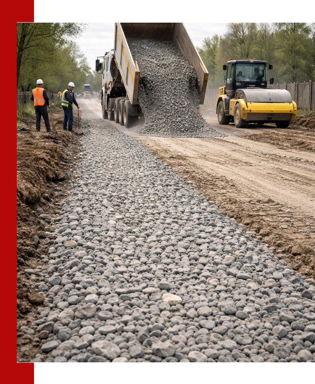Доставка щебня для отсыпки дорог в Красноярске высокого качества