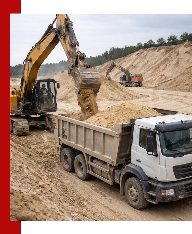 Доставка карьерного песка с самосвалами и разгрузкой в Красноярске