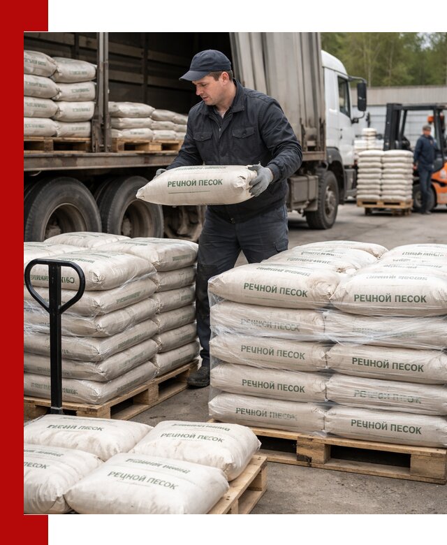 Речной песок в мешках с доставкой в Красноярске