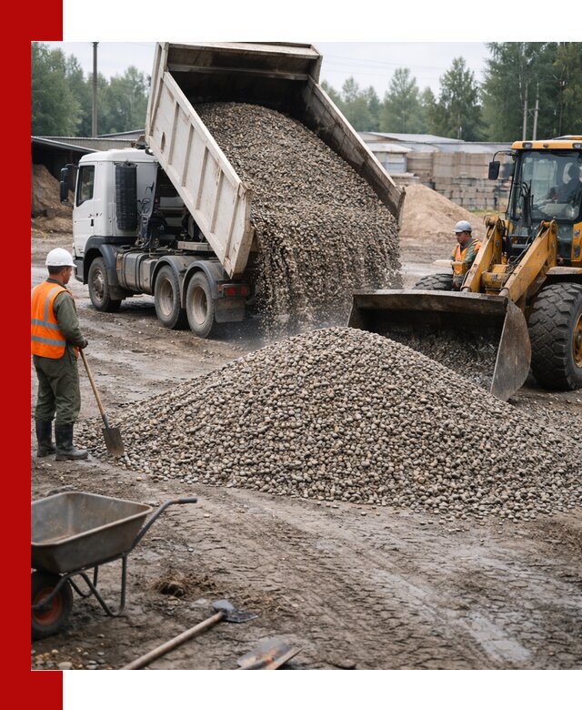 Мытый гравий с доставкой в Красноярске от карьера до участка