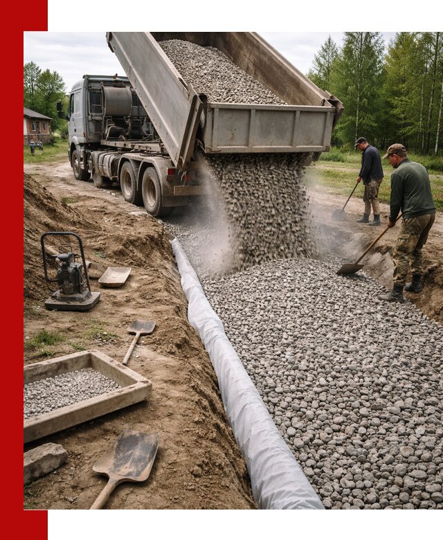 Гравий для дренажа с доставкой в Красноярске качественный и недорогой