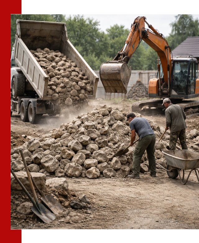 Доставка и разгрузка бутового камня в Красноярске