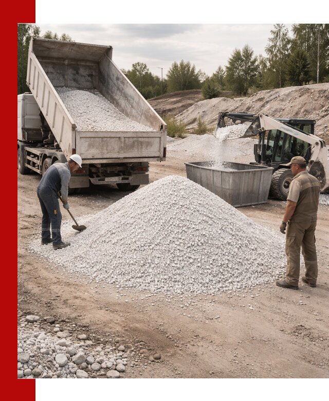 Доставка и продажа белой мраморной крошки в Красноярске