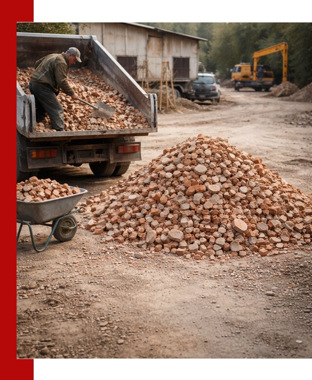 Доставка и подушка из боя кирпича с разгрузкой в Красноярске