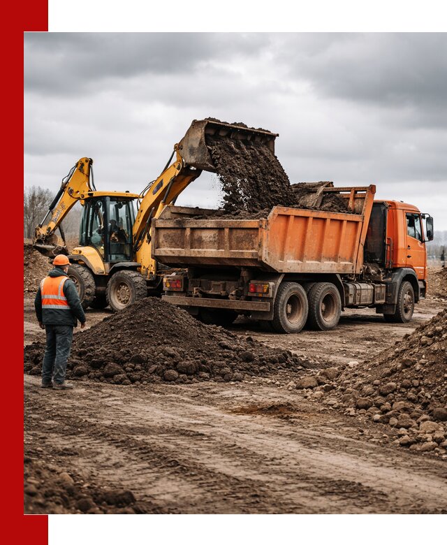 Вывоз грунта и строительного мусора в Красноярске грузовыми самосвалами