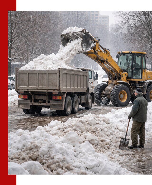 Вывоз снега грузовой техникой в Красноярске оперативно и чисто